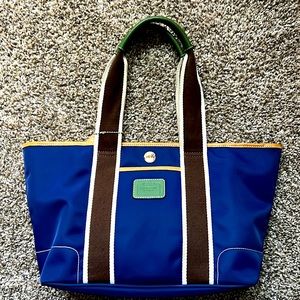 Blue Coach handbag.